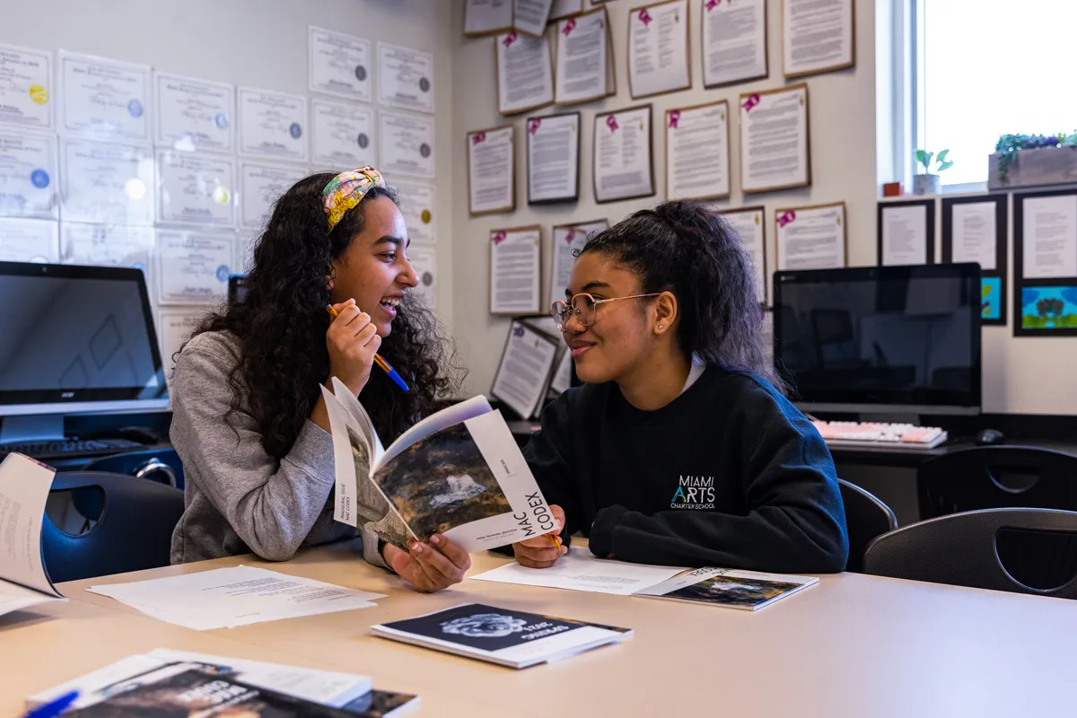 Students collaborating in the classroom